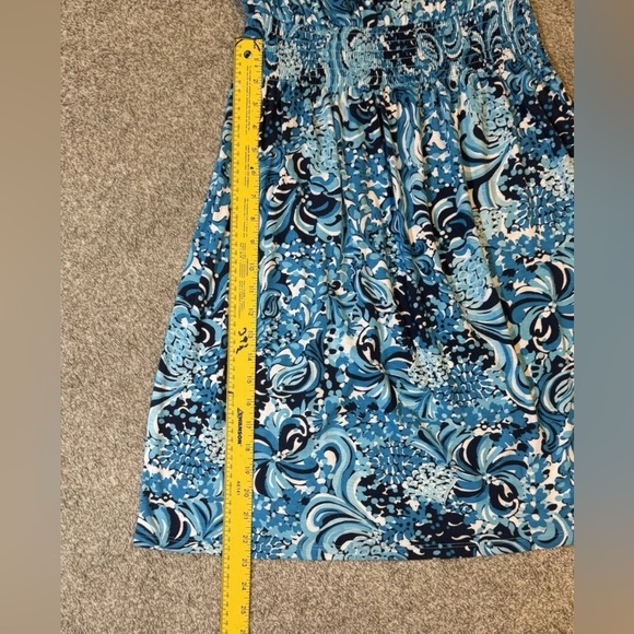 Lilly Pulitzer Clarette Flutter Sleeve Dress Mermazing Blue Sz M Vacation $128 - Picture 12 of 14